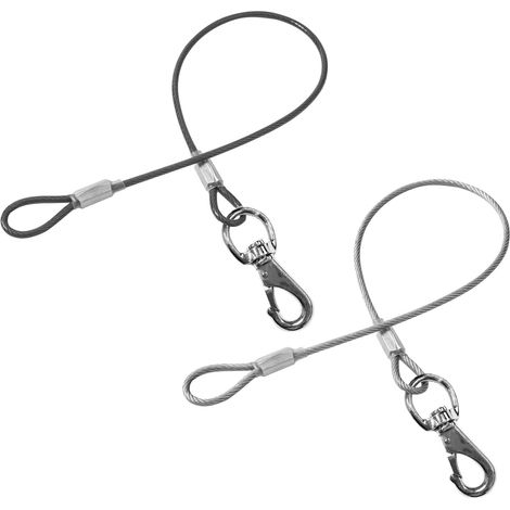Confezione da 2 prolunghe per guinzaglio anti-morso in cavo metallico per cani di piccola/media taglia (nero/argento) (1/5)
