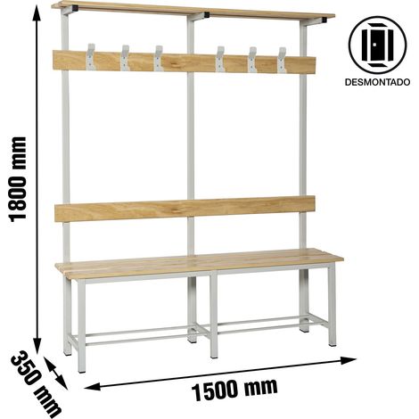 Simonrack SIMONBENCH panchina per spogliatoio grigia 1500x1800x350 mm
