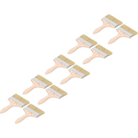10 brosses en laine synthétique avec manches ergonomiques en bois, multifonctionnelles pour nettoyer les taches de peinture. (1/5)
