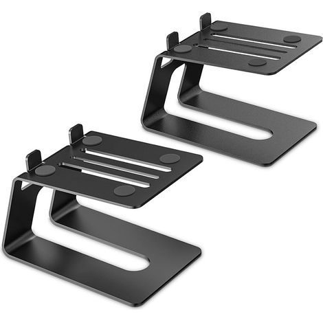 Lntyq Lot de 2 supports audio de bureau, support de rangement de bureau, rehausseur de moniteur de studio, support de moniteur de studio, pour bibliothèque, ordinateur portable et haut-parleur (1/5)