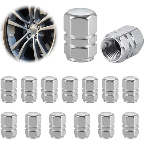 15 Bouchon Valve Pneu Voiture en Aluminium pour Voiture, Design Hexagonal Facile à Serrer, Valve Universelle pour Motos, vélos et camions, Facile à Installer (1/5)