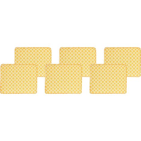 Conjunto de 6 cojines amarillo blanco 31 x 39 cm asiento cuerda Tolve