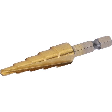 Stufenbohrer HSS, Mehrfachbohrung, konisch, Reibahle, gerade Nut, Handwerkzeug, 4 mm  12 mm (1/5)