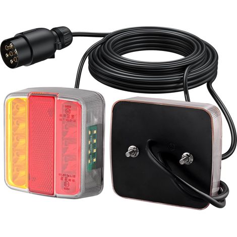 2PCS Feux Arrière de Remorque à LED avec Câble de 7,5 m et Prise à 7 Broches Ampoule de Feu Arrière 12V 3 Fonctions Feux de Plaque d’immatriculation pour Camion, Remorque, Caravane E11 (1/5)