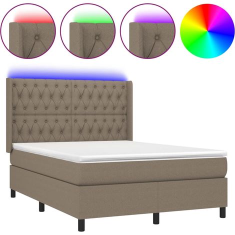 Maison Exclusive - Boxspringbett mit Matratze & LED Taupe 140x200 (1/5)