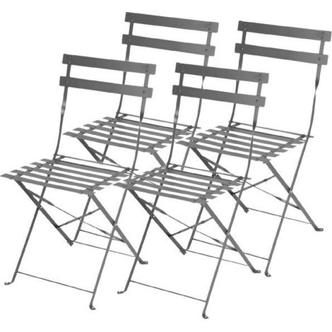 Lot de 4 chaise de jardin pliable à dossier haut en métal - Longueur 46 x Profondeur 42 x Hauteur 80 cm -JUANIO (1/3)