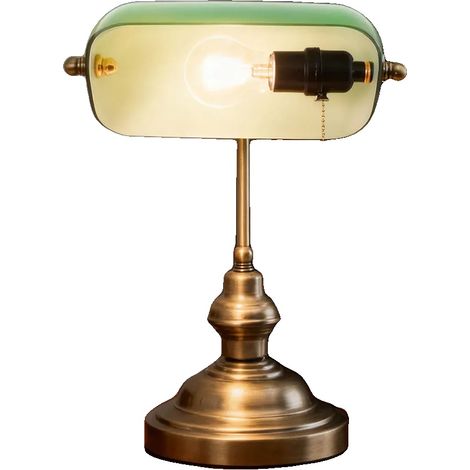 Lámpara de escritorio, estructura de metal y cristal, casquillo E27, potencia de 5 W, iluminación regulable, estilo vintage. (1/5)