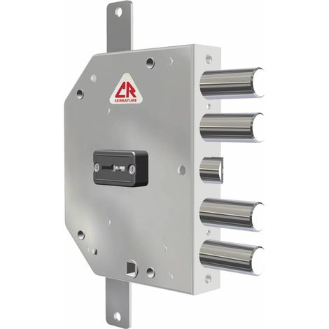 Serratura Porta Blindata a Doppia mappa - applicazione planare con scrocco e 4 catenacci - entrata 60 mm Mano Sinistra - 2155/28 MRX