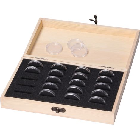 Münzaufbewahrungsbox aus Holz mit 20 Fächern, Schutzbox für Münzen für Zuhause oder Büro (1/5)