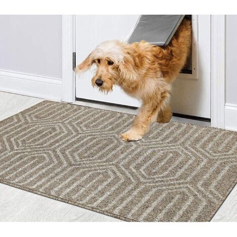 Tapis d'entrée lavable en machine, tapis d'entrée intérieur très absorbant, tapis d'entrée extérieur antidérapant, marron, 120 x 80 cm (1/5)