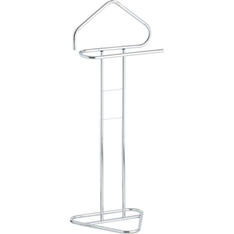 Idimex – Valet Camilo en métal chromé – Supports pantalon et veste – Design épuré pour chambre ou salle de bain