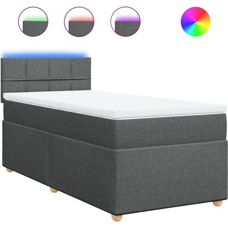 Maison Exclusive - Sommier à lattes de lit et matelas Gris foncé 90x190 cm Tissu (1/5)