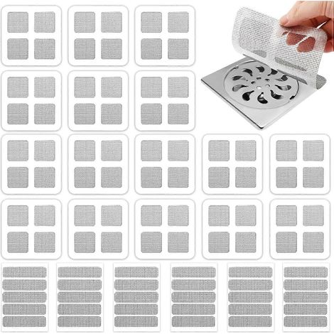 Cache-bonde de douche jetable de 10 cm (4 pouces) avec attrape-cheveux, autocollants en maille pour bonde de douche, autocollant pour bonde de sol pour salle de bain, buanderie, baignoire, cuisine, év (1/5)