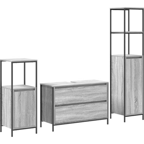 Maison Exclusive - Juego de muebles de baño 3 pcs Gris Sonoma Mad