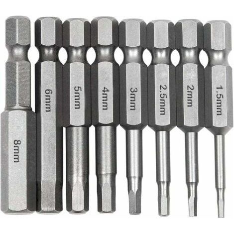 8Pcs Hex Shank Screwdriver, 1/4 Inch Hex Shank Screwdriver, Long Magnetic S2 Steel Screwdriver Bits with 8 Different Sizes for Electric Screwdrivers, Manual Screwdrivers, etc (1/4)