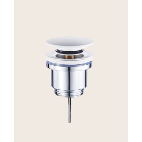 Piletta universale click-clack con tappo in acciaio bianco opaco