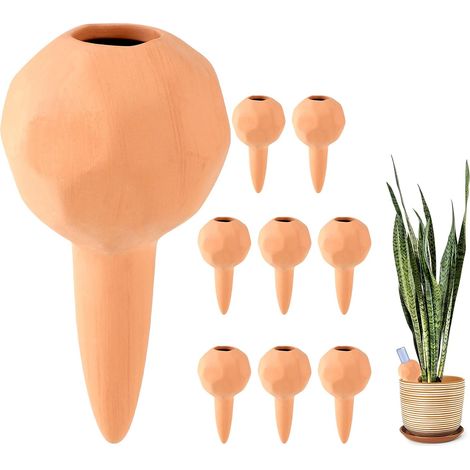 8X Mini Cône en Argile Goutte à Goutte 70ml Globes D'arrosage en Céramique Arrosage Bouteille Automatique Terre Cuite pour Arroser Distributeur d'eau pour Plantes Terracotta Watering Pots (1/5)