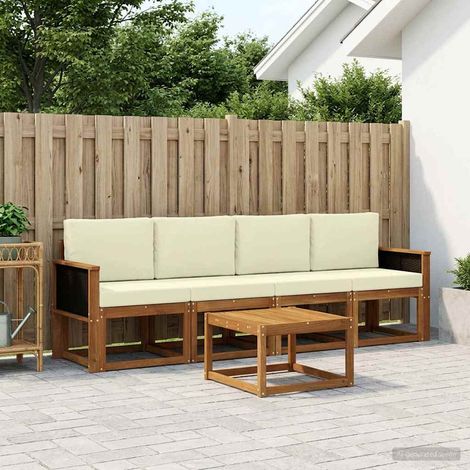 vidaXL Outdoor-Sofagarnitur mit Kissen 4 pcs Natur und Creme (1/5)