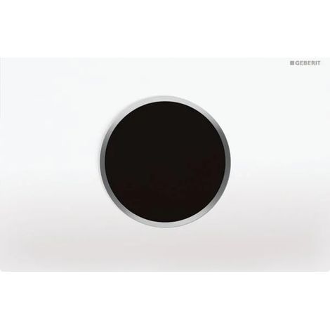 Geberit Sigma10 placca di comando, tonda, per comando WC con azionamento elettronico: placca: bianco alpino / lucido, anello di design: cromo / satinato, 242782KL1