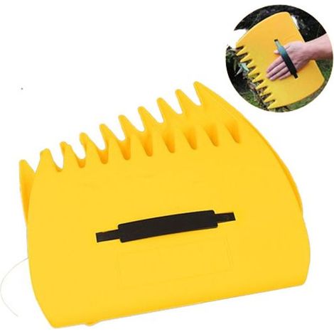 Râteau à Feuilles,2 Pièces collecteur de Feuilles en Plastique pour Le Nettoyage du Jardin, avec Griffes pour ramasser Facilement Les Mauvaises Herbes, Jaune (1/4)