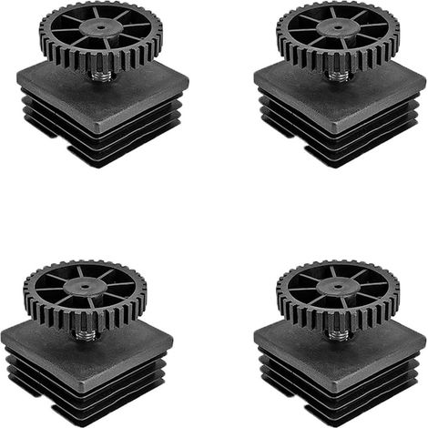 Set di 4 piedini regolabili - 50 x 50 mm - Tappi per gambe di sedie con filettatura regolabile - Nero