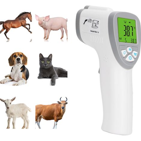Thermomètre infrarouge sans contact pour animaux de compagnie, thermomètre vétérinaire, thermomètre portable pour chiens ou autres animaux avec 3 modes de mesure de température commutables. (1/5)