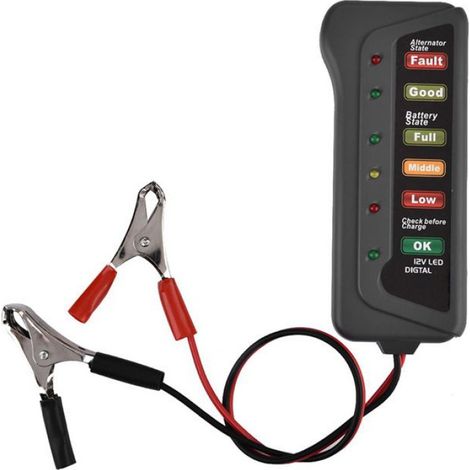 Testeur De Batterie - 12 V - Pour Voiture Et Moto - Affichage À 6 Led - Câble 25 Cm - 15 A (1/5)