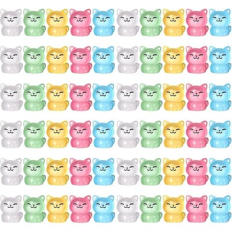 60 Pièces Figurines de Chat Miniatures Lumineuses Figurines de Chat en Résine Brillent dans Le Noir Mini Animaux en Résine Chat (1/5)