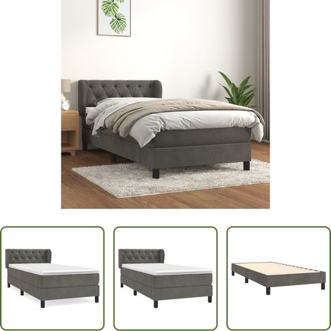 Samtmatratze - Boxspringbett mit Matratze Dunkelgrau 80x200 cm Samt (1/5)
