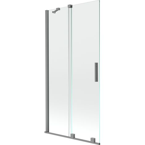 Mexen Velar 2-flügelige verschiebbare Badewannenabtrennung 90 x 150 cm, transparent, Gun Metal - 896-090-000-01-95 (1/5)