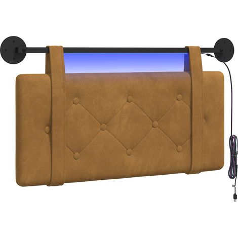 Testiera  Testata del letto sospesa Con luce LED Marrone Velluto (1/5)