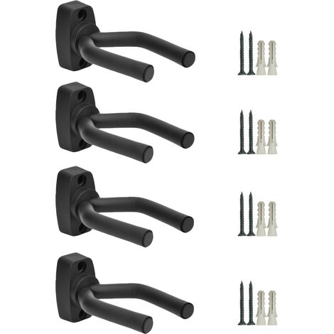 Guitar Hanger - Wall Mount Display Holder For Acoustic Guitar Ukulele Bass Mandolin Banjo - Adjustable Rotatable Extendable - Pack Of 4 (1/5)