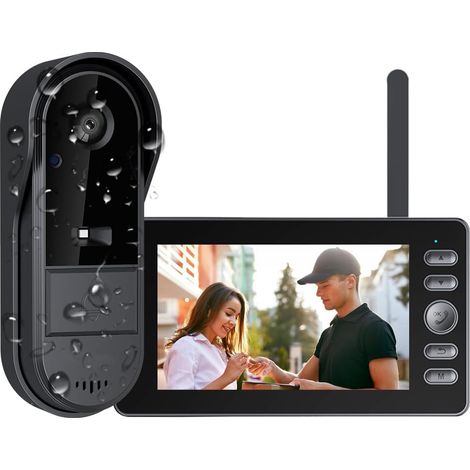 Sonnette sans Fil avec Caméra Extérieur Étanche et Écran 4,3'' IPS-Visiophone Grand Angle 160°,Audio Bidirectionnel, sans WiFi (1/5)