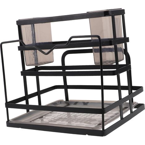 Support Couteaux Cuisine Acier Noir avec Égouttoir Amovible Organisateur Multifonction pour Rangement Plan de Travail Porte Couteaux et Ustensiles Compact pour Cuisine (1/5)