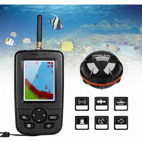 Fischfinder Kabelloser Fischdetektor Sonarsensor Tiefenmessung bis 45 m Mit Fernbedienung und Display Für Süß und Salzwasser Geeignet für Boots (1/5)