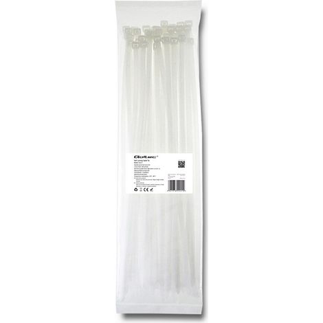 Bridas Qoltec  7,2 x 400 mm  50 unidades  Nailon 66  UV  Blanco (1/5)