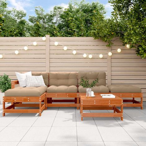Garten-Lounge-Set 6 pcs Wachsbraun Massives Kiefernholz (1/5)