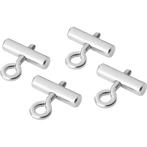 Set di 8 ferma-rotaia tubolari (8-10 mm), realizzati in robusto acciaio zincato, per tende da sole, teloni e vele ombreggianti, facile montaggio.
