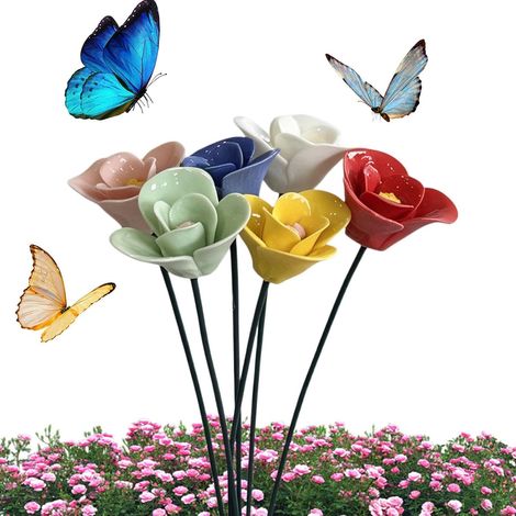 Station d'arrosage à papillons  6 Pièces de Décoration Élégante en Céramique  Buvette à papillons jardin  pour pelouse parc jardin propriétaires amoureux de la nature (1/5)
