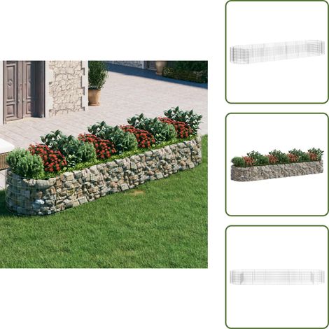 Lit surélevé à gabion Fer galvanisé 400x100x50 cm - Jardin - Pot De Fleurs - Bac À Plantation - Décoration Extérieure - Jardinière Métallique (1/5)
