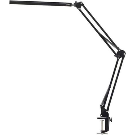 Lampada LED pieghevole da 12W con clip, 10 livelli di luminosità, 3 modalità di colore, regolabile, delicata per gli occhi, include adattatore 5V/2A. Colore nero. (1/4)