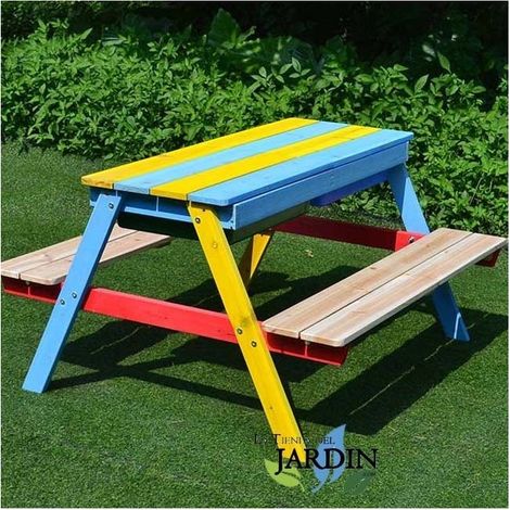 Tavolo da Picnic per Bambini in Legno 89 x 85 x 49 cm. Mobili Ideali per l'uso in Giardini, Cortili o Terrazzi