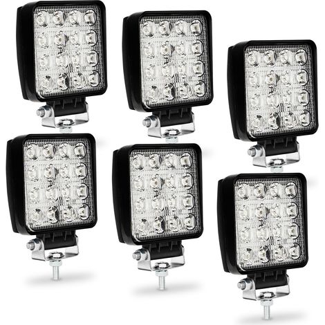 SWANEW 6x Phare de Travail LED 48W LED Phare Travail Projecteur Feux Antibrouillard pour Voiture Camion UTV SUV Offroad Tracteur Bateau
