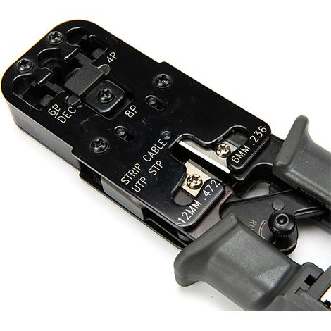 [JAMAIS UTILISÉ]Pince à sertir à cliquet avec testeur LED multifonction 4 en 1 : sertisseuse, dénudeuse, coupeuse et testeuse de câbles, sertisseuse pour lignes téléphoniques réseau 8P, 6P et 4P, UTP  (1/4)