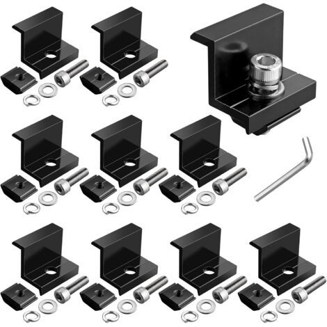 10 Pinces De Bordure, Support Z Aluminium 35mm, Vis Et Écrous Inclus, Pour Panneau Solaire Encadré (1/5)