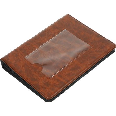 boîte de rangement en PVC marron léger et album photo pour 3