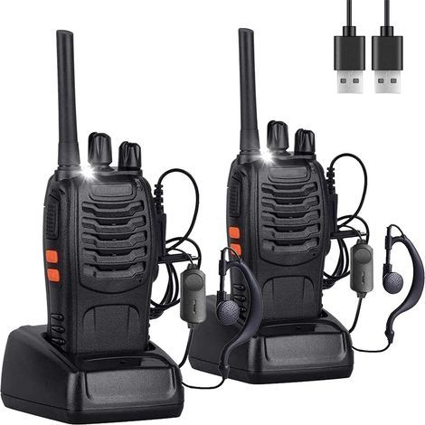 2PCS Talkie Walkie Rechargeable Longue portée 16CH Talkies-Walkies Radios PMR Professionnelle Portée 1-3 km,pour Survie sur Le Terrain Camping,Randonnées (1/5)