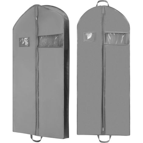 2-Piece Hanging Garment Bag, Transparent Non-Woven Fabric, 152x60x10cm (1/5)