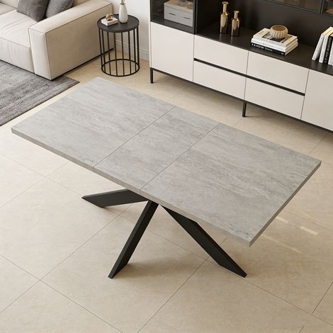 Ensemble de table à rallonges et chaises, table rectangulaire en MDF de 130 à 170 cm(1 table, MDF, gris)
