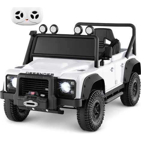 Voiture Jouet Land Rover sous Licence Voiture Electrique 12V pour Enfants avec Télécommande Parentale Phare Musique pour 3-8 Ans Blanc (1/2)